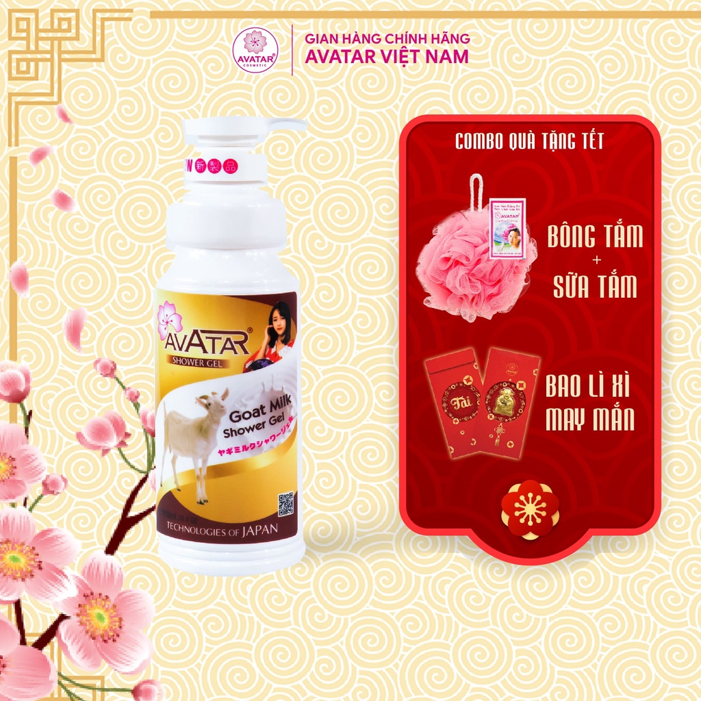 Sữa tắm sữa dê Avatar 900ml - Sữa dê chăm sóc da mịn màng và ngăn ngừa lão hóa - Công nghệ Nhật Bản