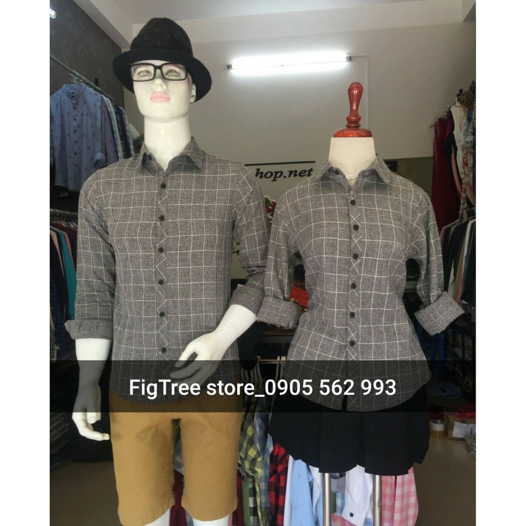 Áo cặp caro màu ghi thanh nhã 126A