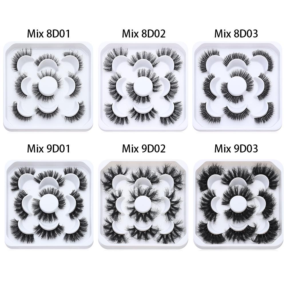 MAXG Set 5 Cặp Lông Mi Giả 3D Trang Điểm Mắt Trông To Hơn