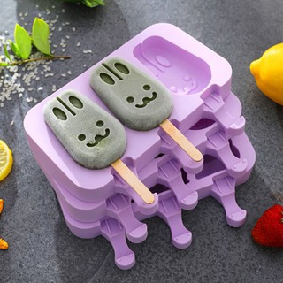 Bộ khuôn làm kem từ silicon dẻo y tế không độc hại - có sẵn nắp - tặng kèm que làm kem -giao mẫu ngẫu nhiên.