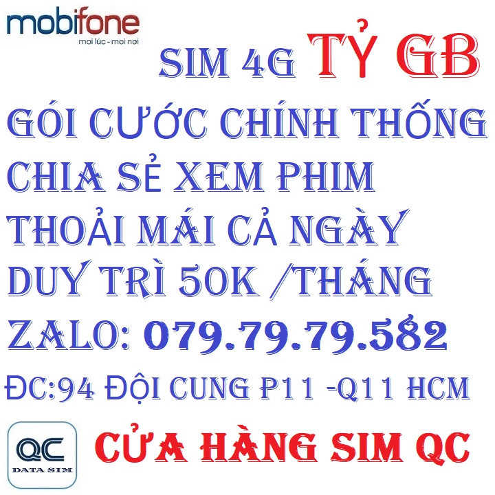 Sim 4G TỶ GB mobifone chia sẻ thoải mái xem fim thả ga sử dụng toàn quốc có sẵn tháng đầu