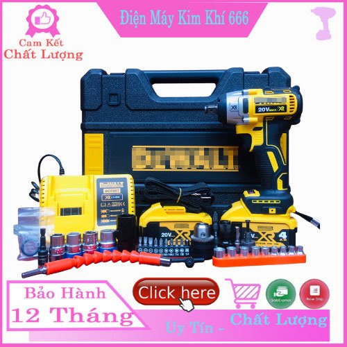 Máy Siết Bulong 20V Không Chổi Than, Máy Khỏe Thời Gian Sử Dụng Pin 3-4 Tiếng Liên tục - Hàng cao cấp