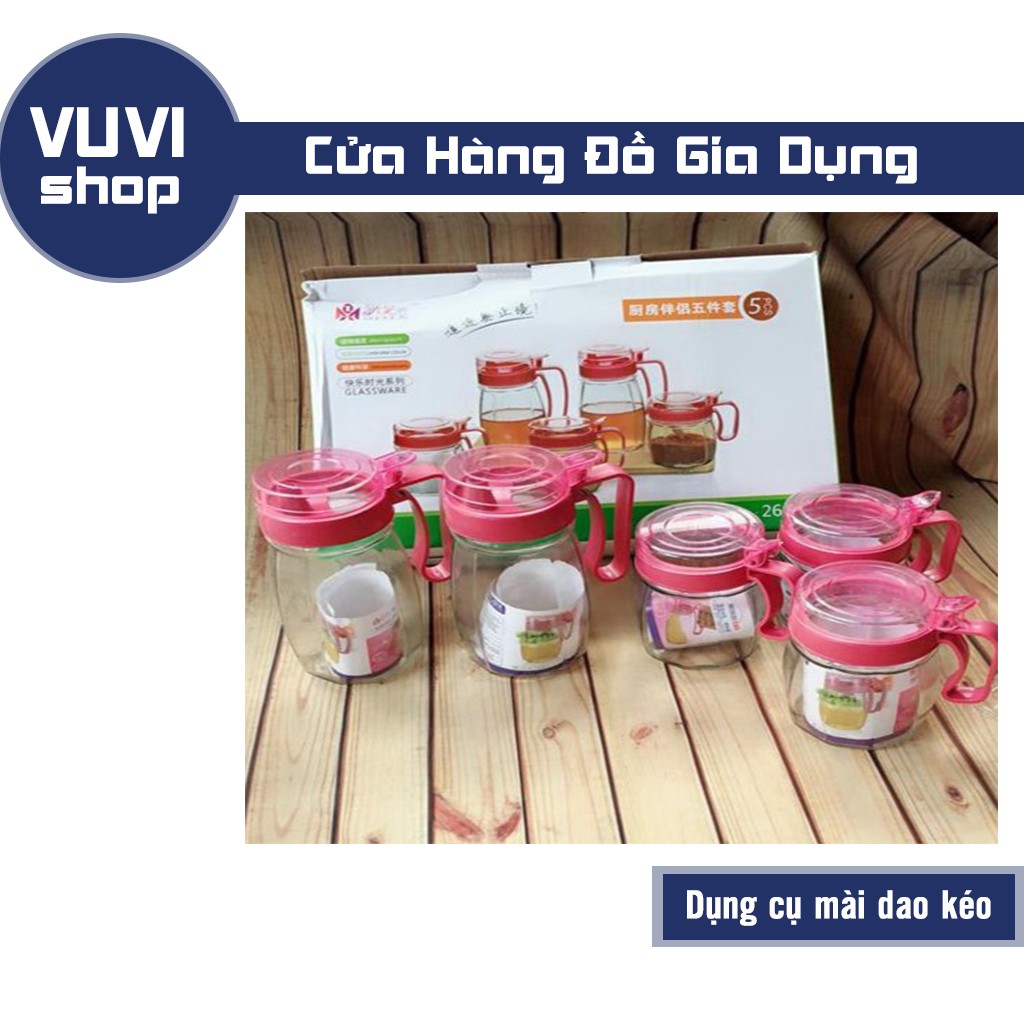 🔰BỘ HŨ GIA VỊ 5 MÓN THỦY TINH 🔰CAM KẾT BÁN HÀNG ĐÚNG MÔ TẢ69000