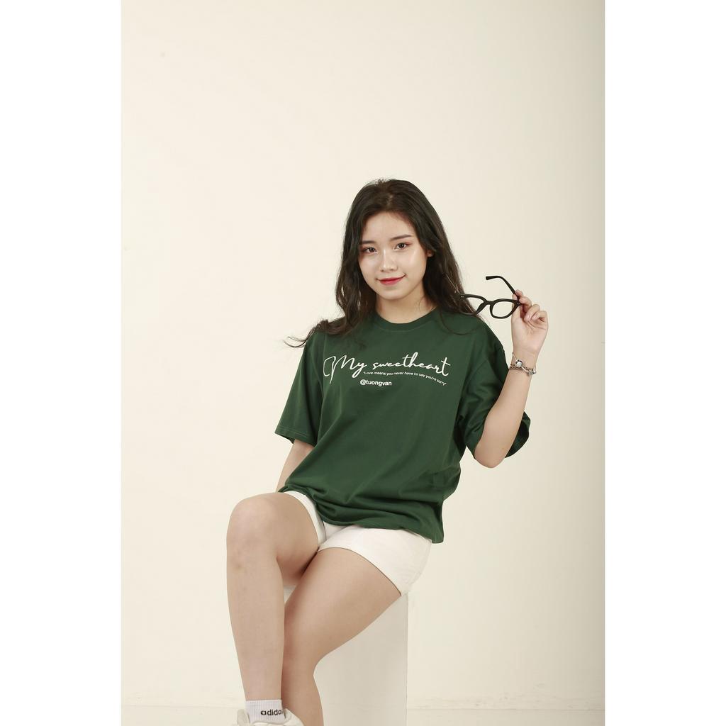 Áo Thun oversize IN TÊN MY SWEETHEART phông unisex vải COTTON giữ form, chống nhăn, áo đôi basic - LILA
