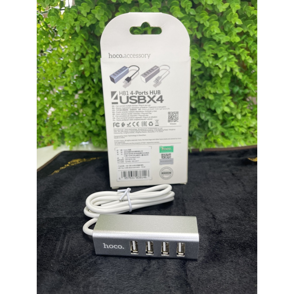 Bộ Hub Chia Cổng USB Hoco HB1 - Chia 1 Thành 4 Cổng USB Cho Macbook, Dell, Máy Tính Window, Linux,...Hàng Chính Hãng.