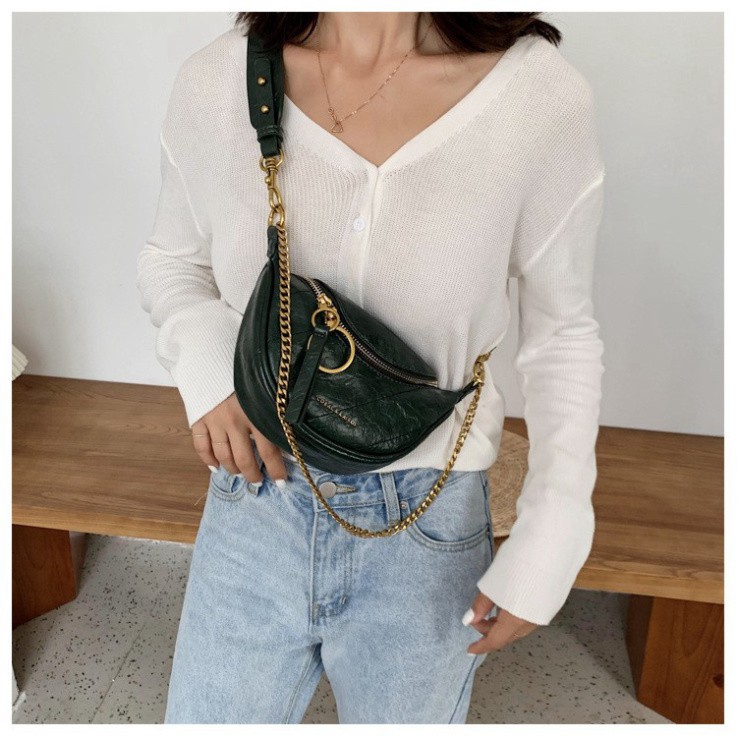Túi bao tử đeo chéo trước ngực Cnk khóa tròn da PU siêu mềm DC07 túi đeo chéo Chip Xinh Bag | BigBuy360 - bigbuy360.vn