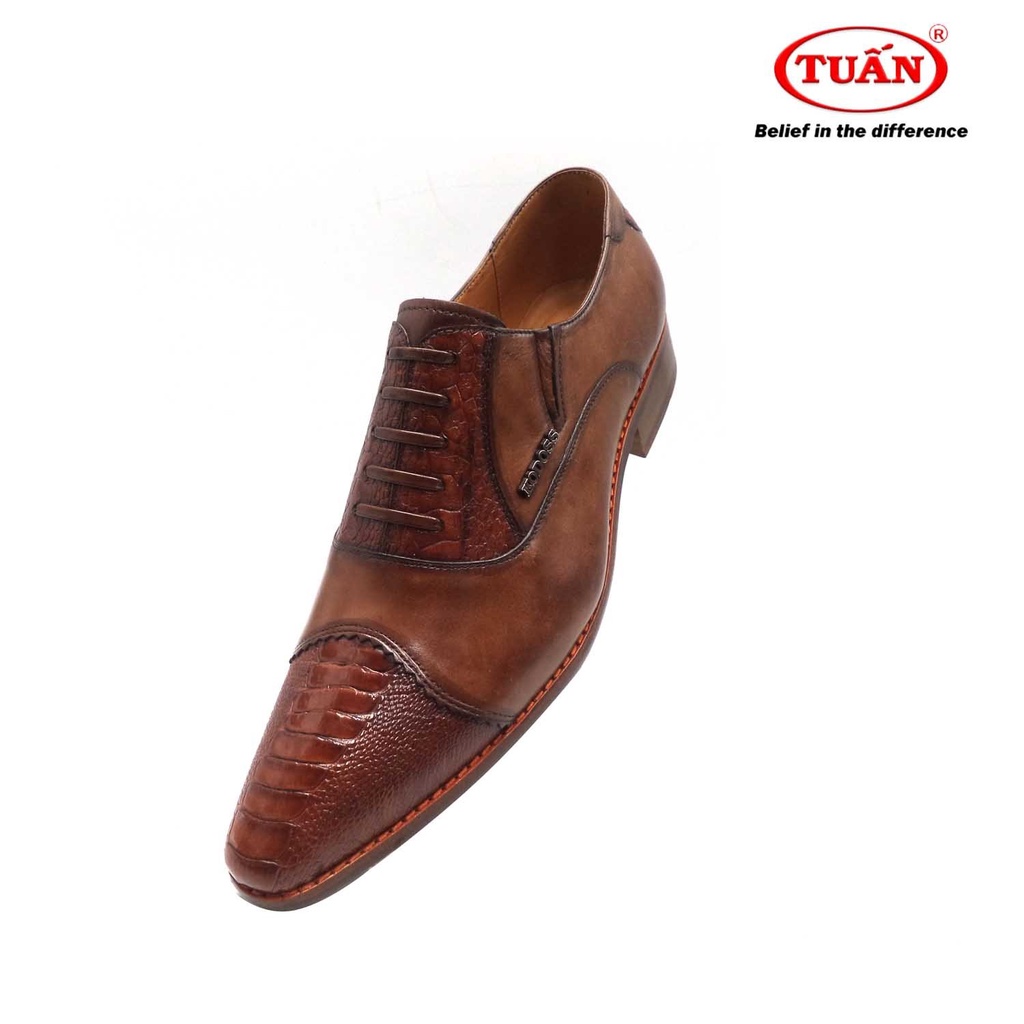 Giày nam cao cấp da ĐÀ ĐIỂU đế DA khâu thủ công Handmade thương hiệu Tuấn GXHU-173