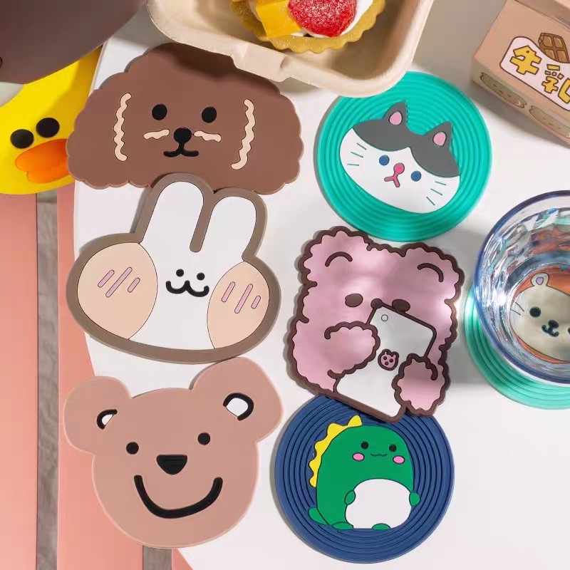 Lót ly silicon, lót cốc nhiều hình cute ngộ nghĩnh H2decor