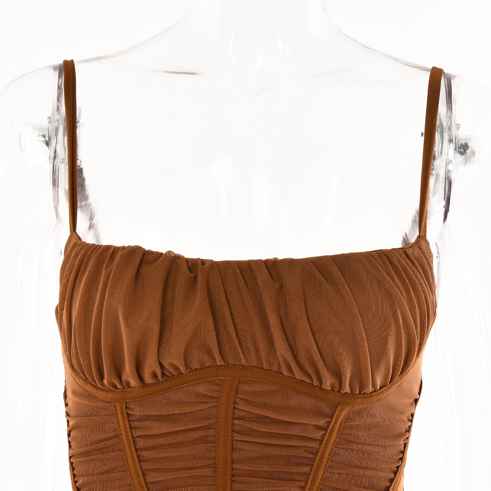 DUNEA Đầm Dự Tiệc Hai Dây Dáng Dài Xếp Ly Xinh Xắn Dành Cho Nữ