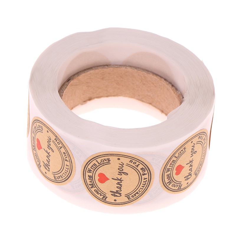HL (Hàng Mới Về) Bộ 500 Miếng Dán Mini Hình Trái Tim In Chữ Thank You Xinh Xắn