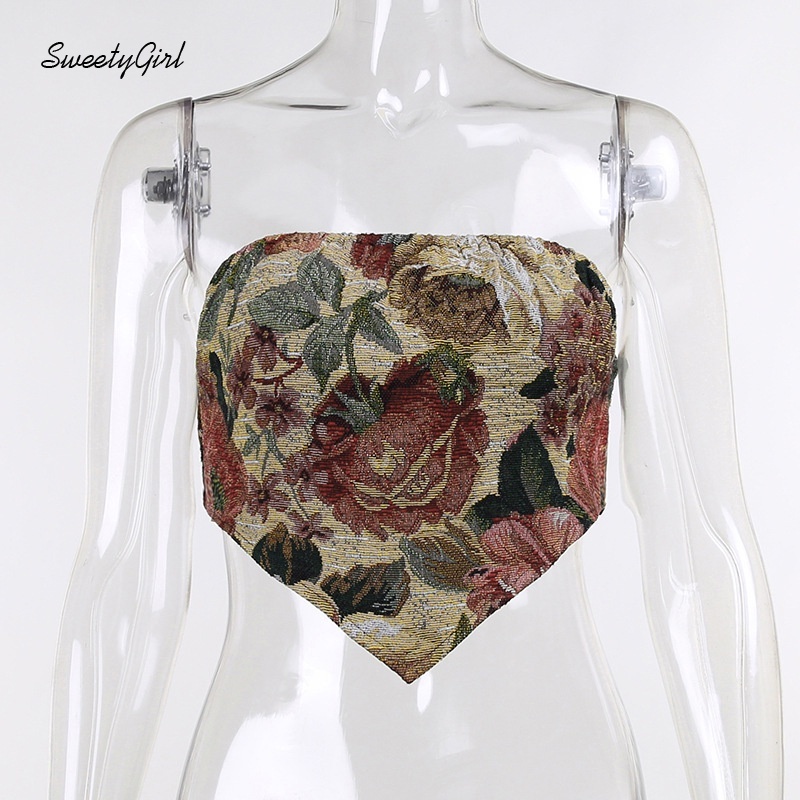 Áo ống in họa tiết hoa nhiều màu thời trang cho nữ