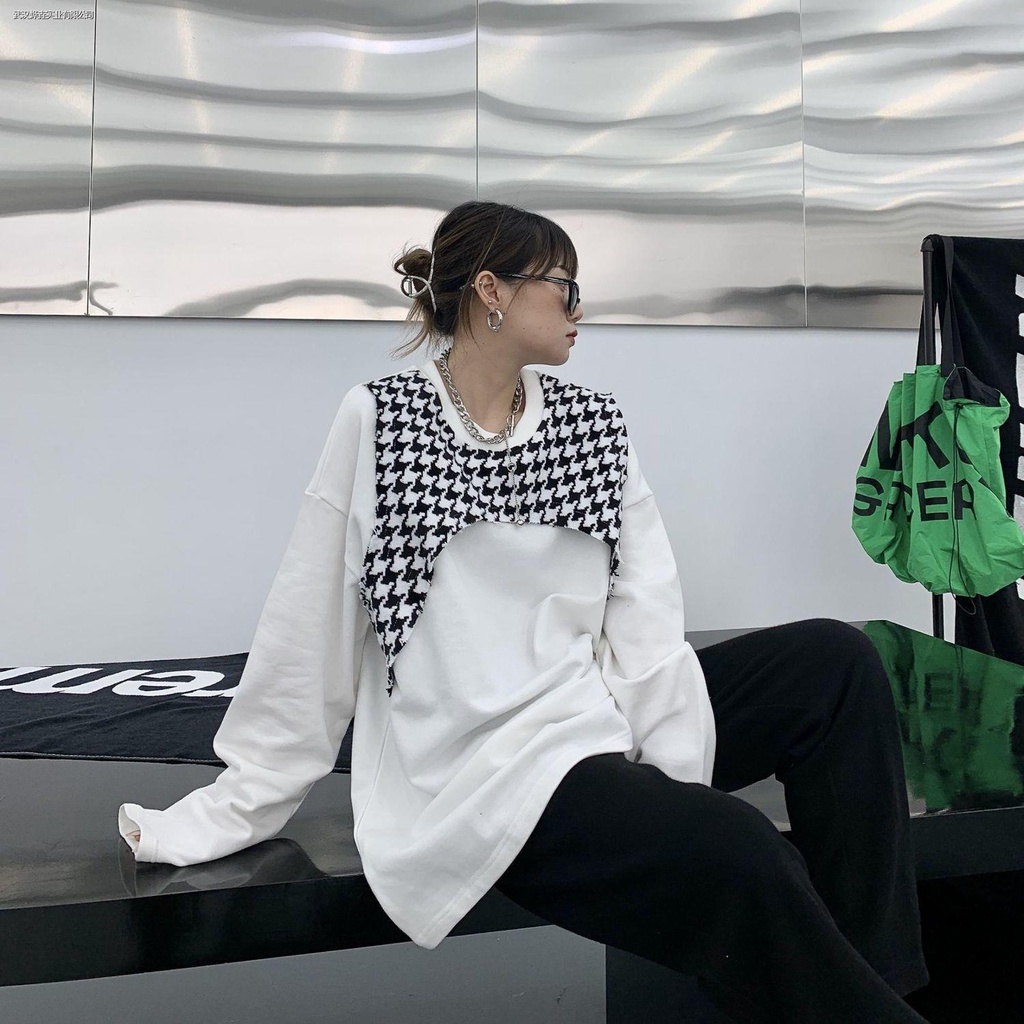 ▨►℡Áo thun dài tay cổ tròn giả nhiều lớp thời trang cho nữ | BigBuy360 - bigbuy360.vn