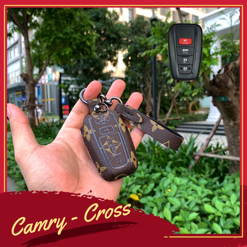 Bao da chìa khóa Toyota Cross, Camry handmade da L. V khâu tay cao cấp