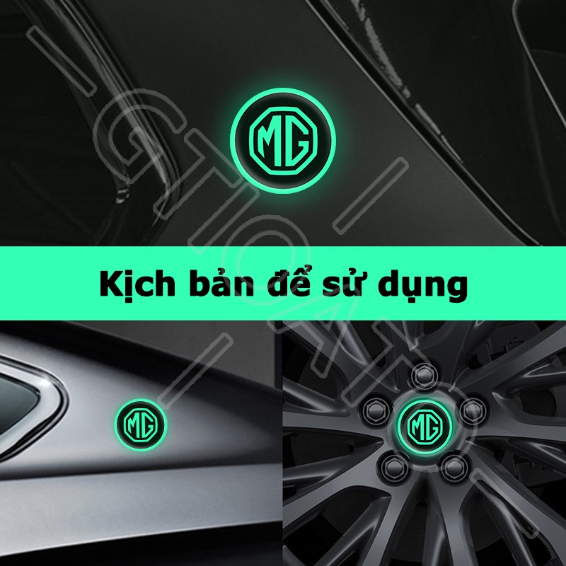 GTIOATO Ánh Sáng Ban Đêm Decal DáN Xe MiếNg DáN ChốNg NưỚC Ô Tô Tem Logo DáN Xe Bánh Xe Nắp Bình Xăng Bát Cửa Cảnh Báo HìNh DáN Xe Trang Trí Ô Tô Cho MG MG5 EP ZS 5 HS