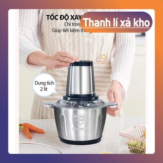Máy xay thịt, cối xay thực phẩm đa năng inox 304 dung tích 2l,lưỡi xay bén,2 tốc độ mạnh nhẹ tiện dụng, bảo hành 6 tháng