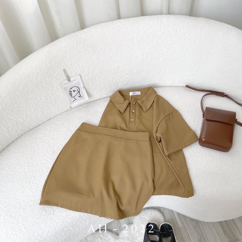 [ẢNH THẬT] SET ÁO POLO DÁNG NGĂN KÈM CHÂN VÁY CHỮ A TRƠN MA2278