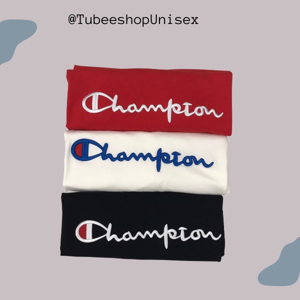 Áo thun tay lỡ Champion chữ thêu logo tay thêu cao cấp unisex nam nữ