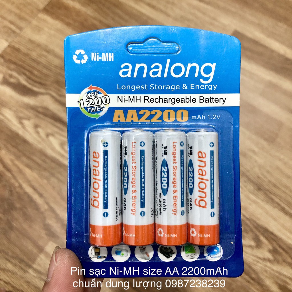 Pin sạc AA 2200mAh Analong-BPI chuẩn dung lượng siêu bền kèm bộ sạc