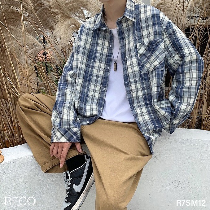 Áo sơ mi nam nữ Hàn Quốc cao cấp dáng rộng dài tay Shirt Loose R7SM12