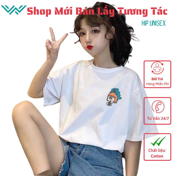 Áo thun tay lỡ CoolZ phông Unisex nam nữ Cotton oversize form rộng Cô gái Look CZ098 | WebRaoVat - webraovat.net.vn