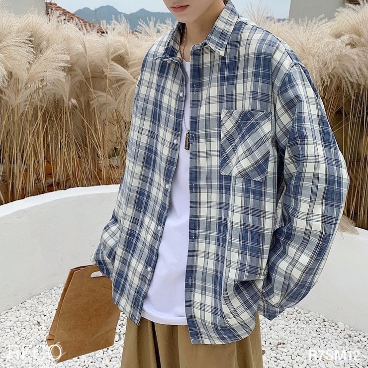 Áo sơ mi nam nữ Hàn Quốc cao cấp dáng rộng dài tay Shirt Loose R7SM12