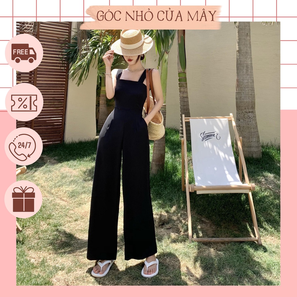 Set jumpsuit 2 dây suông hở lưng và áo vest ngắn phong cách trẻ trung - GNCM