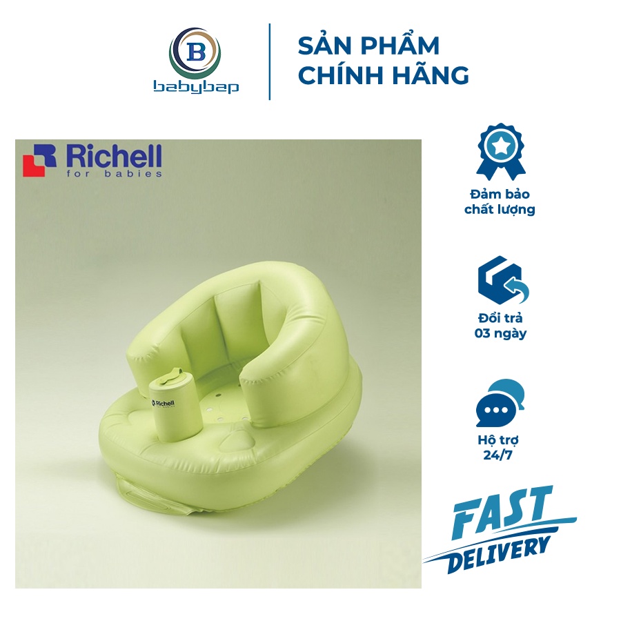 Ghế Hơi Tập Ngồi Richell (Xanh) Chất Liệu Nhựa Vinyl Cao Cấp, Trơn Mịn