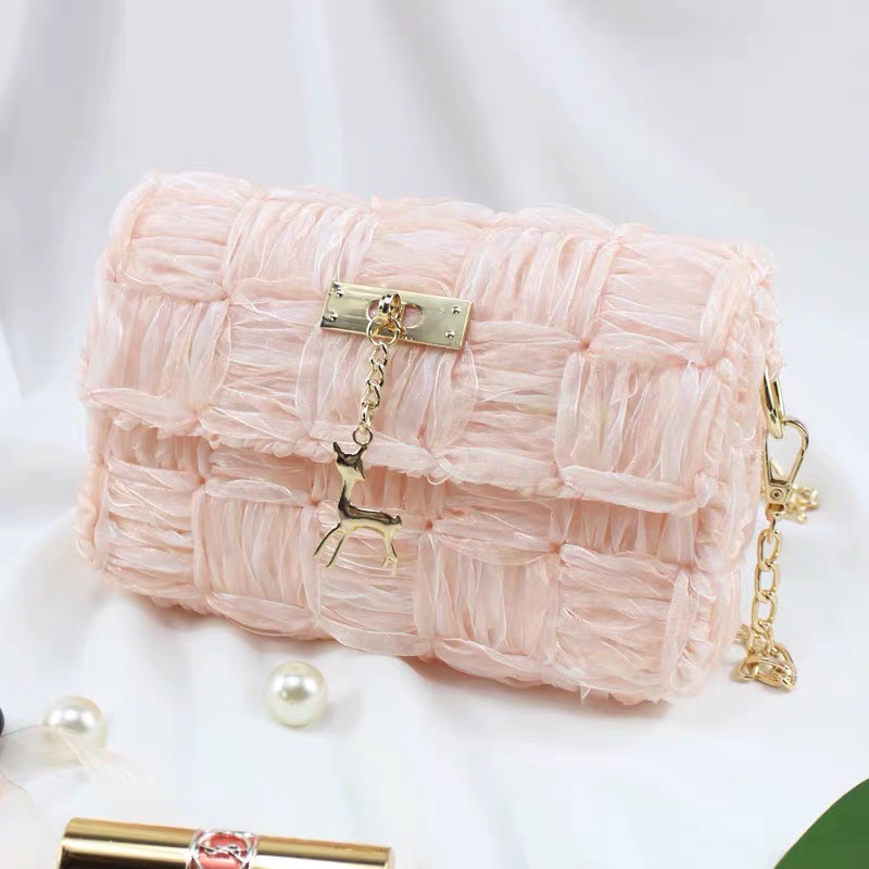 Full set nguyên liệu túi tự đan bằng dây ruy băng