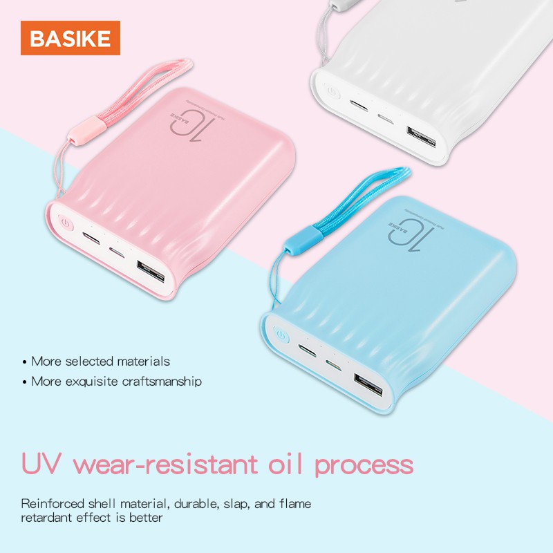 Sạc Dự Phòng Mini BASIKE BSK-PT72 10000mAh Kèm Dây Sạc Chất Lượng Cao