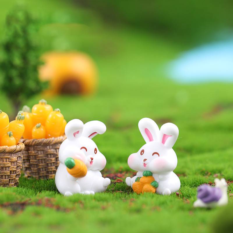 Mô hình tiểu cảnh ♥️ Thỏ con cụp tai nghịch ngợm trong vườn trang trí sen đá, tiểu cảnh, terrarium