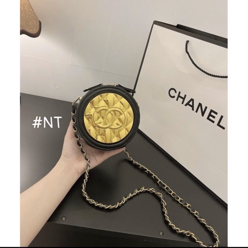 Túi trống tròn nhỏ xinh kèm dây da pha xích đeo chéo phong cách nhất 2020