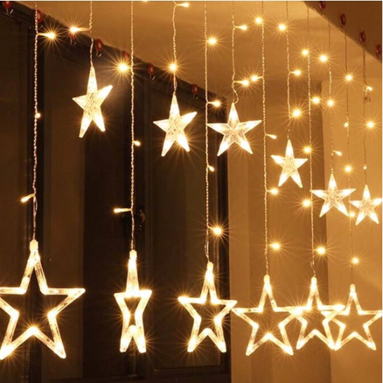Rèm Cửa Dây Đèn LED Trang Trí Giáng Sinh 12 Cái 138 LED