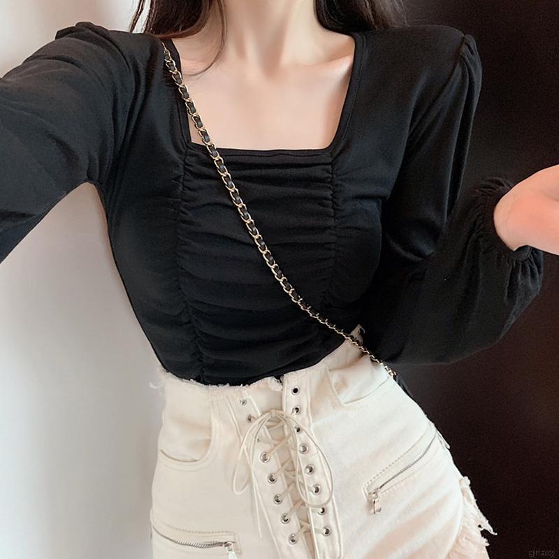 Áo Nữ Tay Dài Cổ Vuông Thời Trang Quyến Rũ
