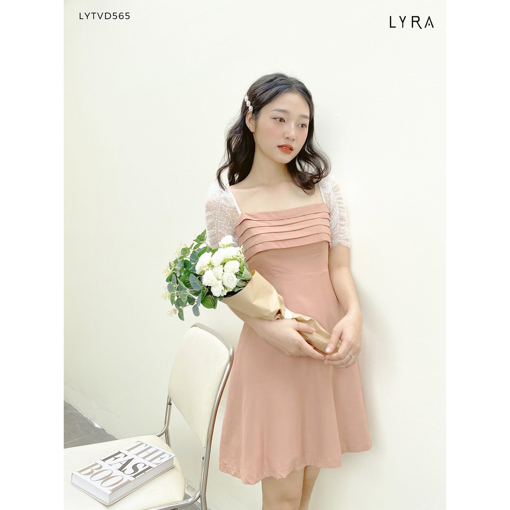 Váy nữ thiết kế by LYRA, chất đũi xước cổ vuông xếp ly trước ngực ngọt ngào, nữ tính-LYTVD565 | BigBuy360 - bigbuy360.vn