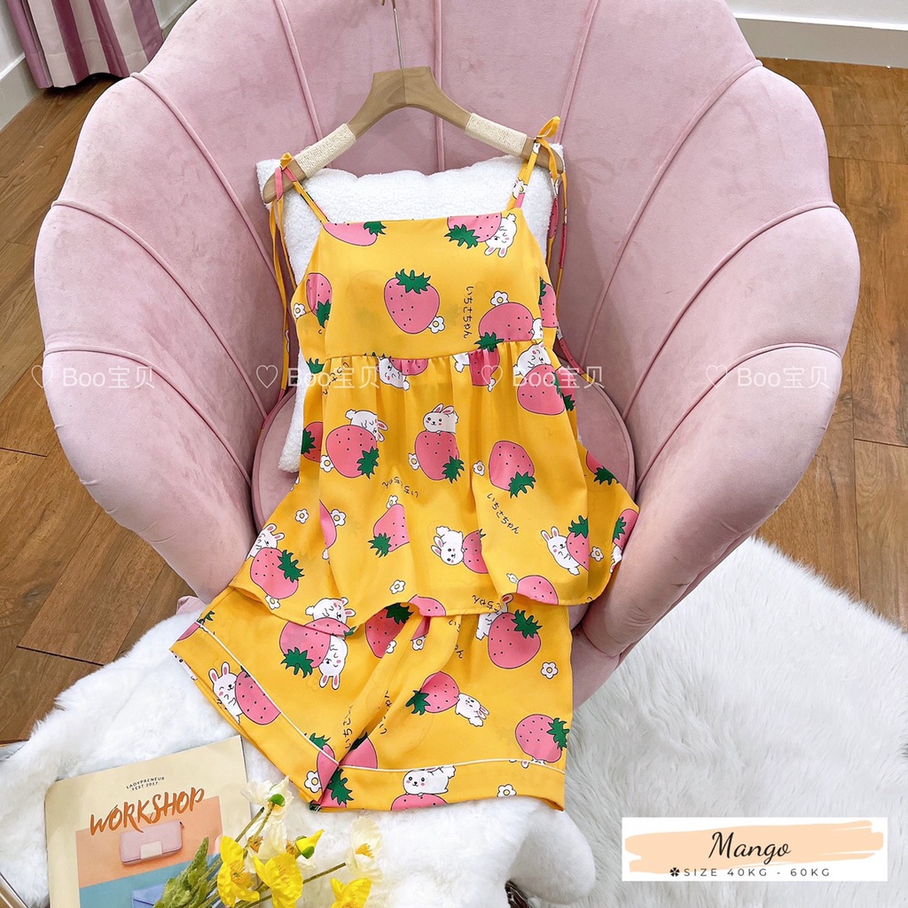 Đồ bộ pijama Mango ĐÙI DÂY BOO - TẶNG MÚT NGỰC ( form dưới 60kg)
