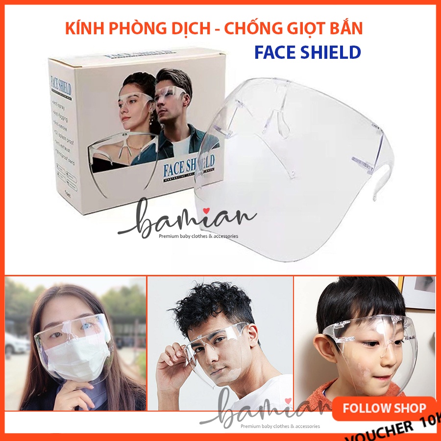 Kính chống giọt bắn Face Shield phòng dịch chống gió bụi an toàn bền đẹp