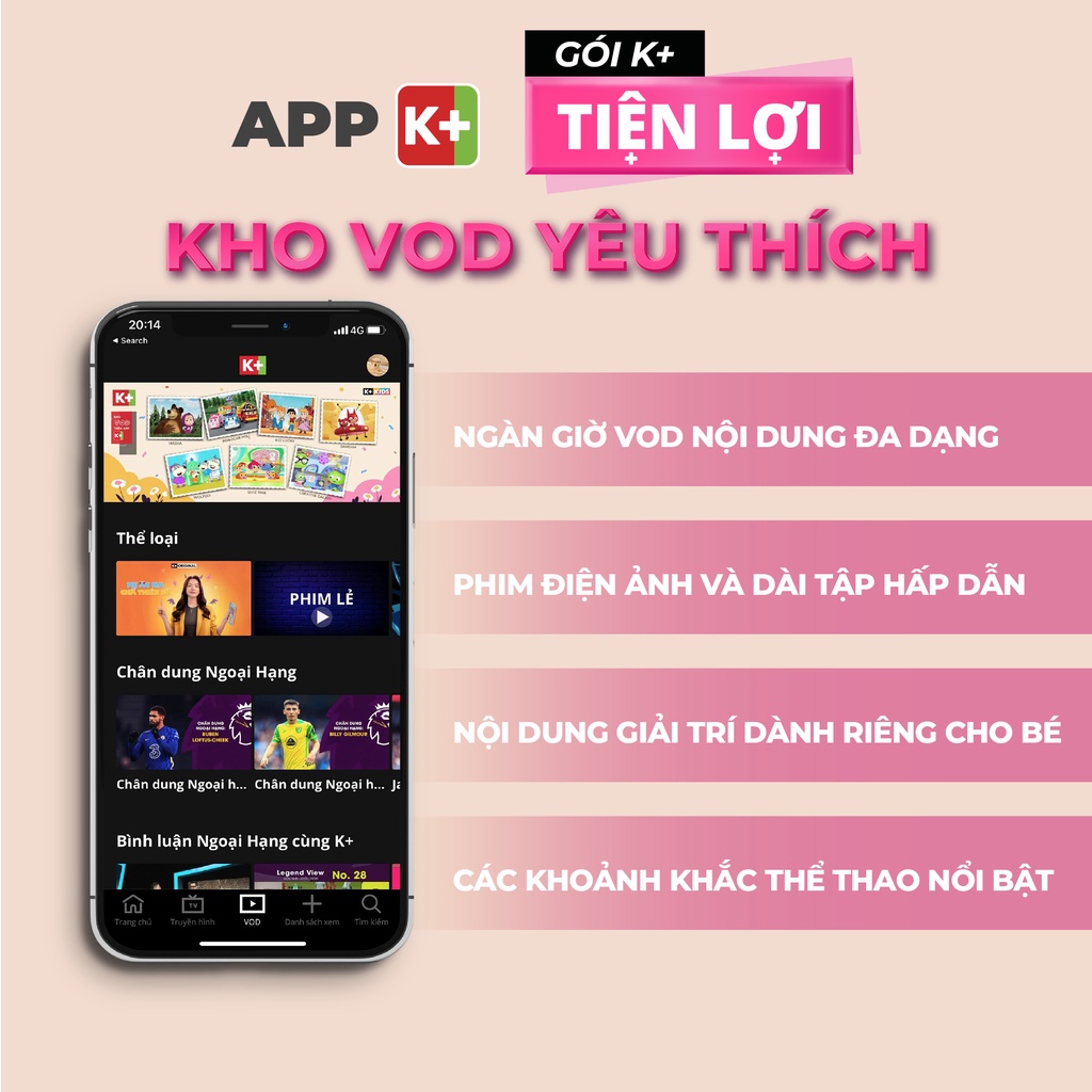 [Toàn quốc] E-voucher App K+ Gói Tiện Lợi thời hạn 2 tháng