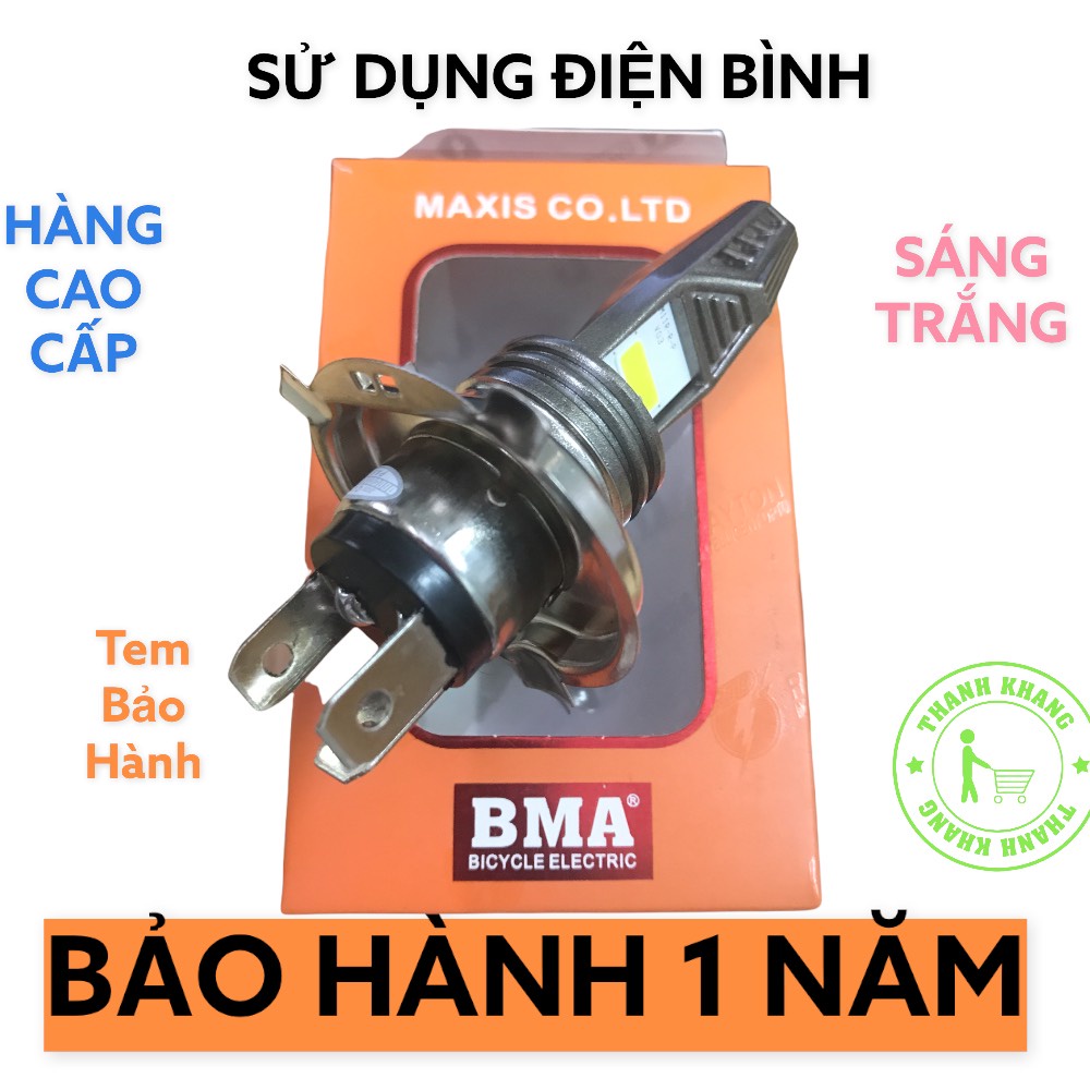 Đèn pha led 2 tim BMA-H4C-M11RB chính hãng siêu sáng bảo hành 1 năm gắn pha xe máy Thanh Khang