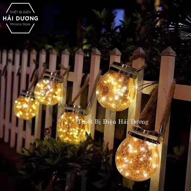 Combo 4 Lọ Thủy Tinh Đèn Led Treo Cây Năng Lượng Mặt Trời MT-145 đom đóm decor lạ mắt 3m 30 mắt- BH 1 năm - Siêu sáng