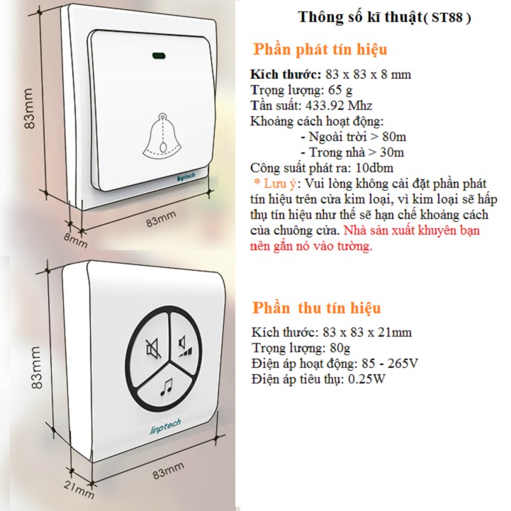 Chuông cửa không dây loại chuông cửa bán chạy nhất hiện nay Linptech G1