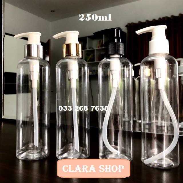 Chai pet mỹ phẩm vòi ấn 250ml - Chai đựng mỹ phẩm 250ml