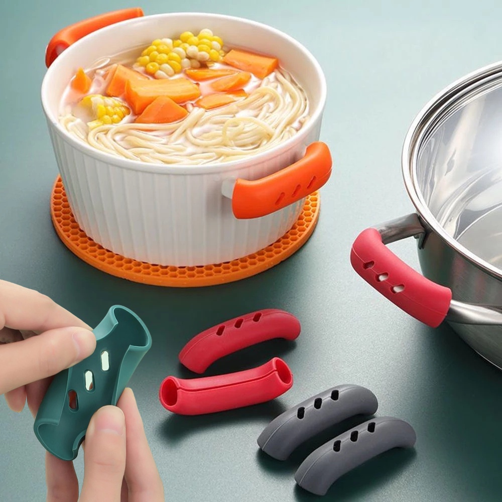 Set 2 Kẹp Nhấc Nồi Bằng Silicone Cách Nhiệt Chống Trượt Tiện Dụng