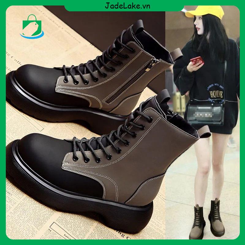 Giày Boot Martin Mũi Tròn Đế Dày Thiết Kế Mới Thời Trang Theo Phong Cách Anh