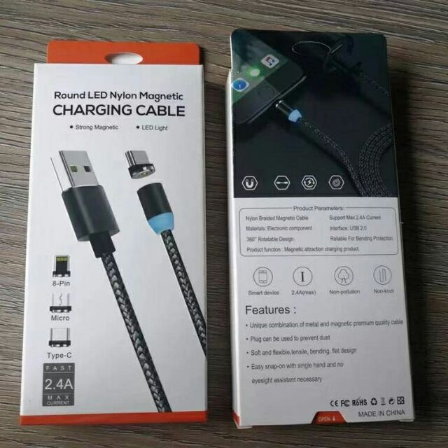 Dây sạc + 3 đầu hít nam châm bảo hành 12thang đổi mới