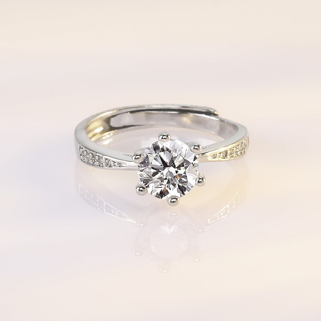 Nhẫn bạc nữ đính kim cương Moissanite 💎 Freeship 💎 Khắc chữ S925, bạc Ý 925 cao cấp+ Tặng kèm bông tai Hàn Quốc nhỏ xinh