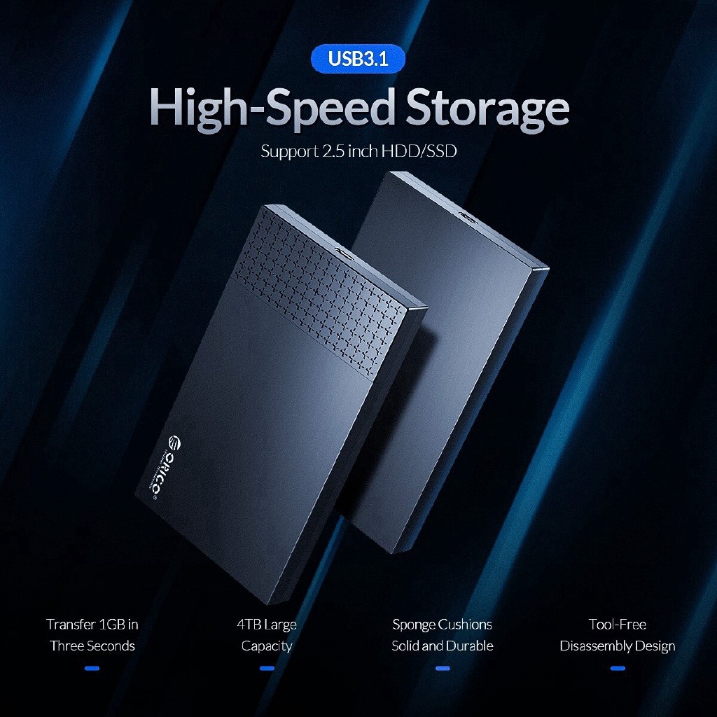 Hộp Ổ Cứng HDD SSD ORICO 2526C3 4TB Type C USB 3.1 Sang SATA 3.0 5Gbps hỗ trợ UASP | BigBuy360 - bigbuy360.vn