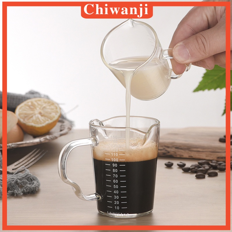 [Chiwanji] Cốc Đong Cà Phê Espresso Bằng Thủy Tinh Hai Đầu Cách Nhiệt Với Tay Cầm Trong Suốt