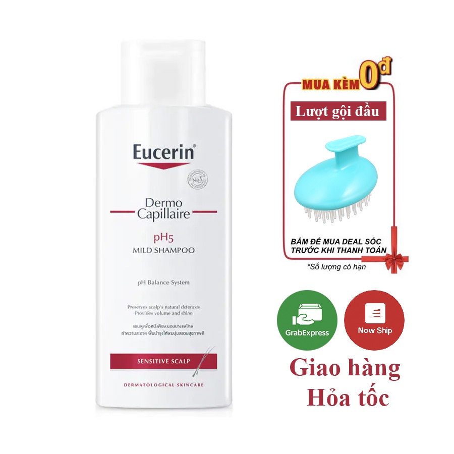 Dầu gội pH5, dành cho da nhạy cảm Eucerin pH5 Mild Shampoo 250ml