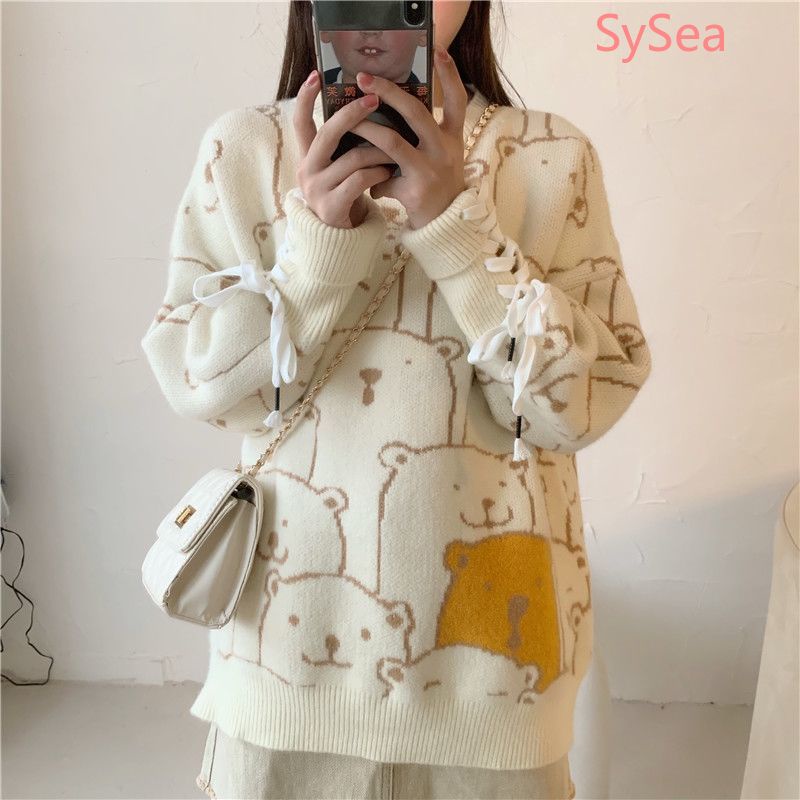 Áo sweater tay dài dáng rộng phong cách Hàn Quốc thời trang mùa đông dành cho nữ
