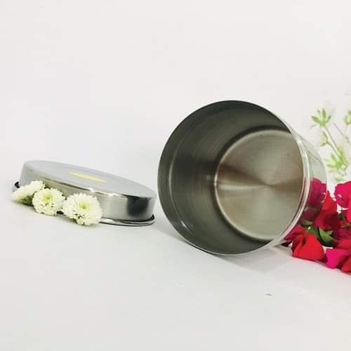 Combo khay hạt đậu + hũ inox đựng bông y tế dùng trong phòng khám, Spa, TMV